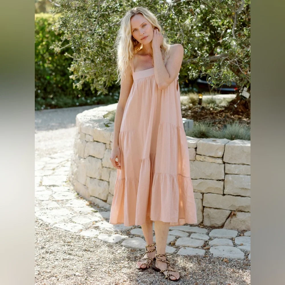 NWT JENNI KAYNE Seersucker Summer Dress in Blush - Picture 4 of 8